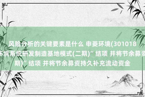 风险分析的关键要素是什么 申菱环境(301018.SZ)：“专科特种环境系统研发制造基地模式(二期)”结项 并将节余募资持久补充流动资金