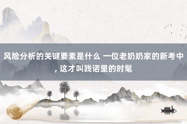 风险分析的关键要素是什么 一位老奶奶家的新考中, 这才叫践诺里的时髦