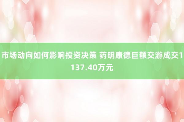 市场动向如何影响投资决策 药明康德巨额交游成交1137.40万元