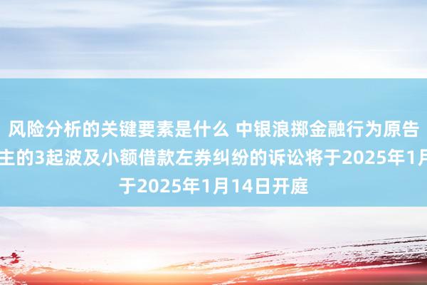 风险分析的关键要素是什么 中银浪掷金融行为原告/上诉东谈主的3起波及小额借款左券纠纷的诉讼将于2025年1月14日开庭