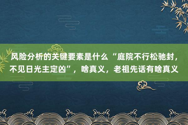 风险分析的关键要素是什么 “庭院不行松驰封，不见日光主定凶”，啥真义，老祖先话有啥真义