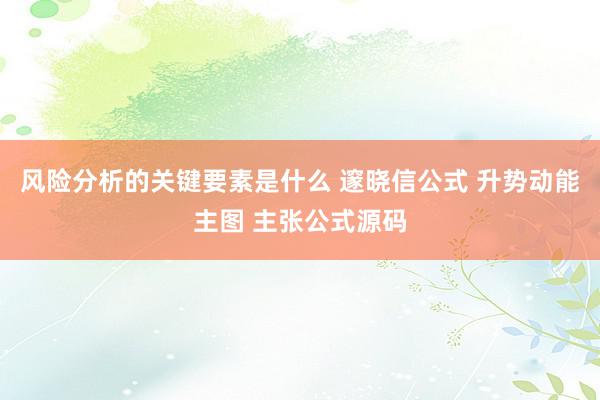 风险分析的关键要素是什么 邃晓信公式 升势动能主图 主张公式源码