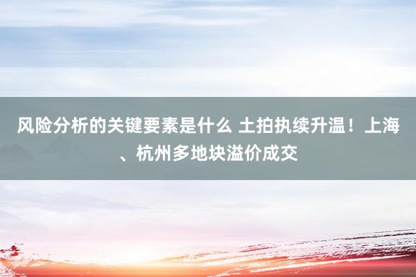 风险分析的关键要素是什么 土拍执续升温！上海、杭州多地块溢价成交