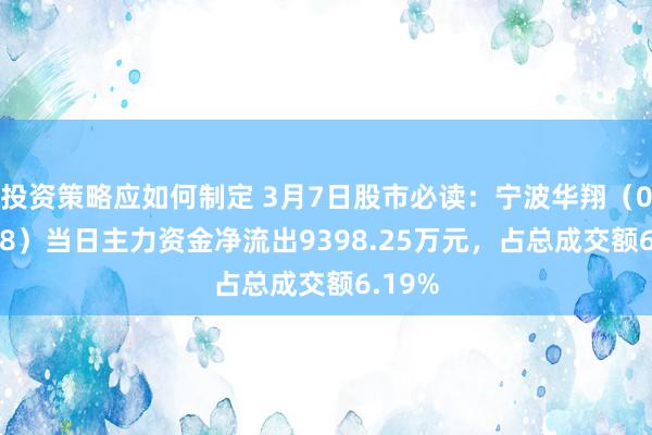 投资策略应如何制定 3月7日股市必读：宁波华翔（002048）当日主力资金净流出9398.25万元，占总成交额6.19%