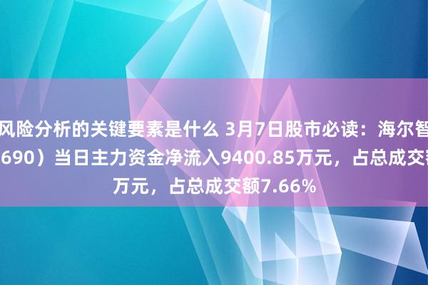 风险分析的关键要素是什么 3月7日股市必读：海尔智家（600690）当日主力资金净流入9400.85万元，占总成交额7.66%