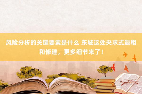 风险分析的关键要素是什么 东城这处央求式退租和修建，更多细节来了！