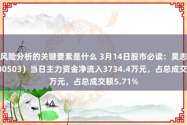 风险分析的关键要素是什么 3月14日股市必读：昊志机电（300503）当日主力资金净流入3734.4万元，占总成交额5.71%