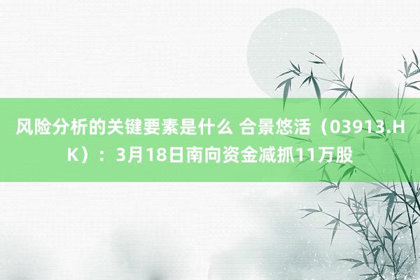 风险分析的关键要素是什么 合景悠活（03913.HK）：3月18日南向资金减抓11万股